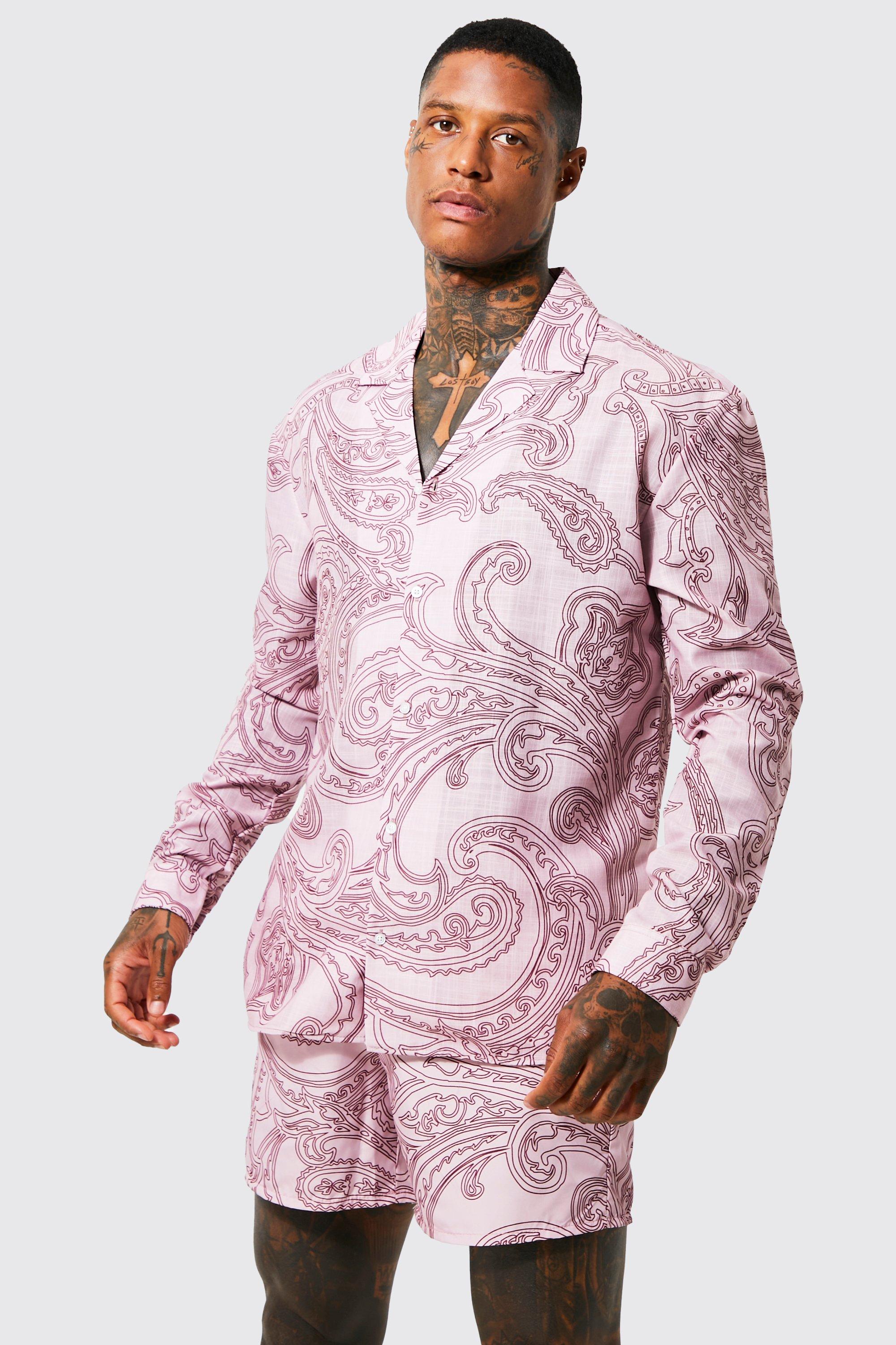 Pink paisley hot sale shirt mens